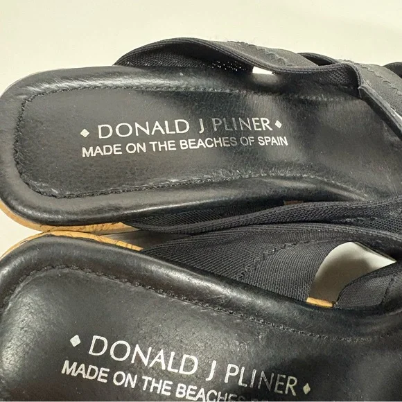 Donald J. Pliner Black Wedge Sandals Clare Cork Platform Size 8.5 - Picture 8 of 10